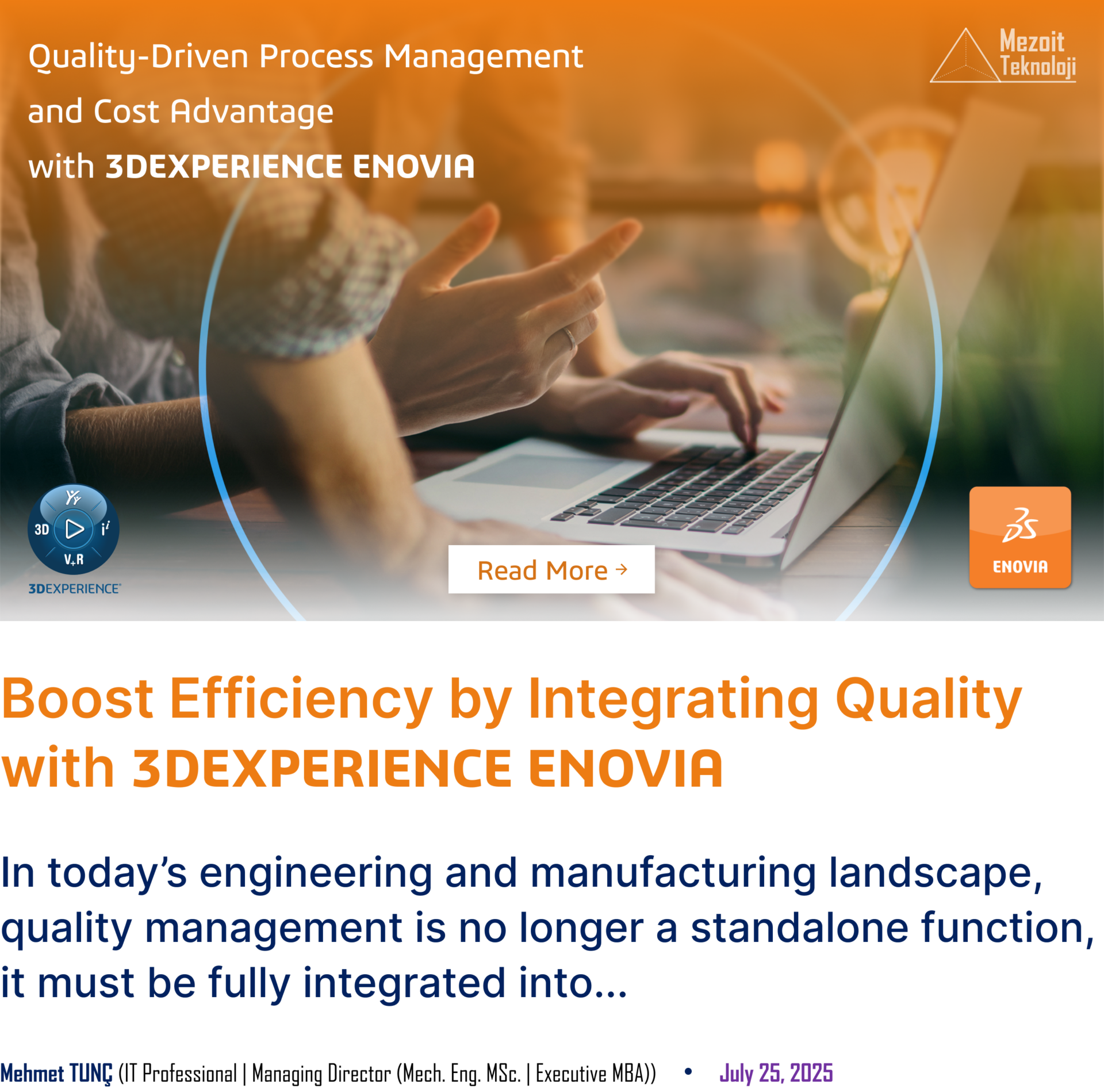 Boost efficiency in engineering and manufacturing with Dassault Systèmes 3DEXPERIENCE ENOVIA | Mezoit Technology quality management blog